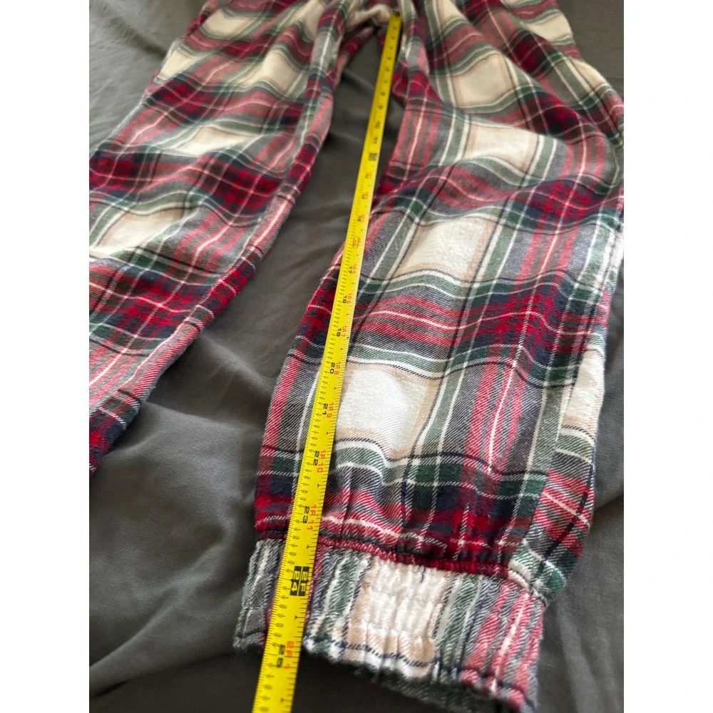 Hollister Red Plaid Flannel Pajama Pants Jogger Logo Waistband Loungewear